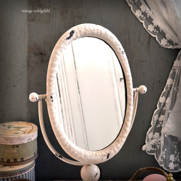 ovaler Tischspiegel  KLEOPATRA im Shabby Chic-Look